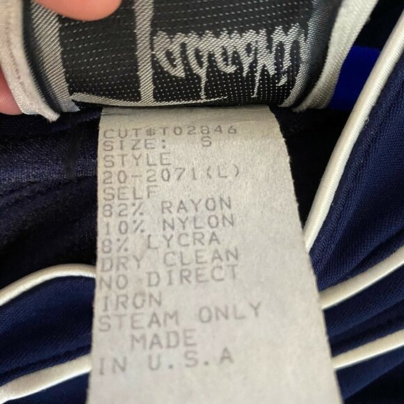 Vtg TADASHI Blue Formal Evening Long Sleeve Gown front slit S. - Picture 7 of 7